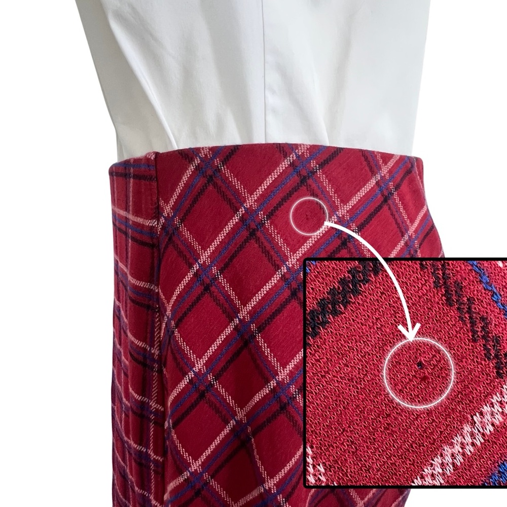 J. Jill Ponte Mini Skirt Red Plaid Small S - Picture 9 of 17